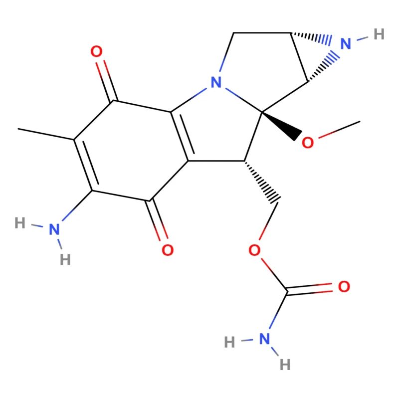 Mitomycin C Molecule - Colored Structural Formula
