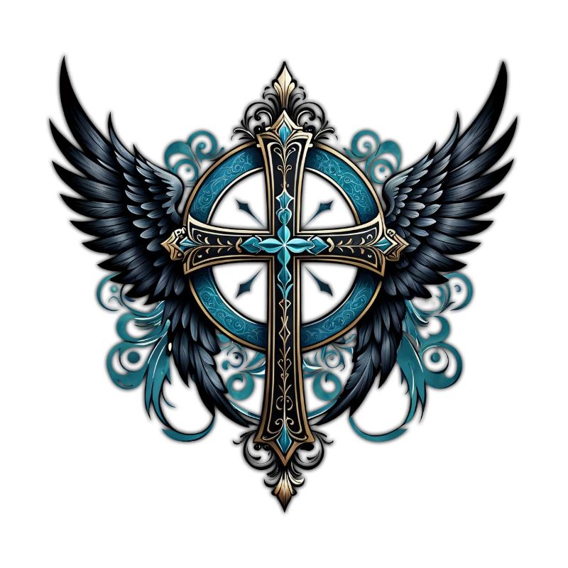 Croix ornée d’ailes.