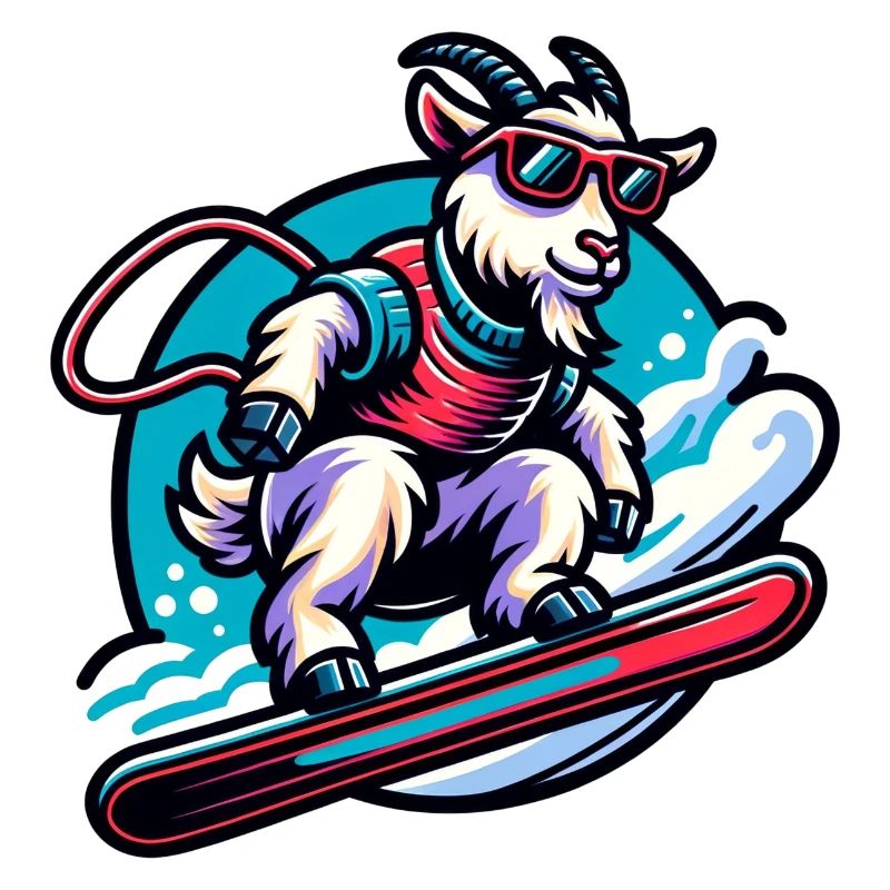 Ziege Snowboard Winter Abenteuer