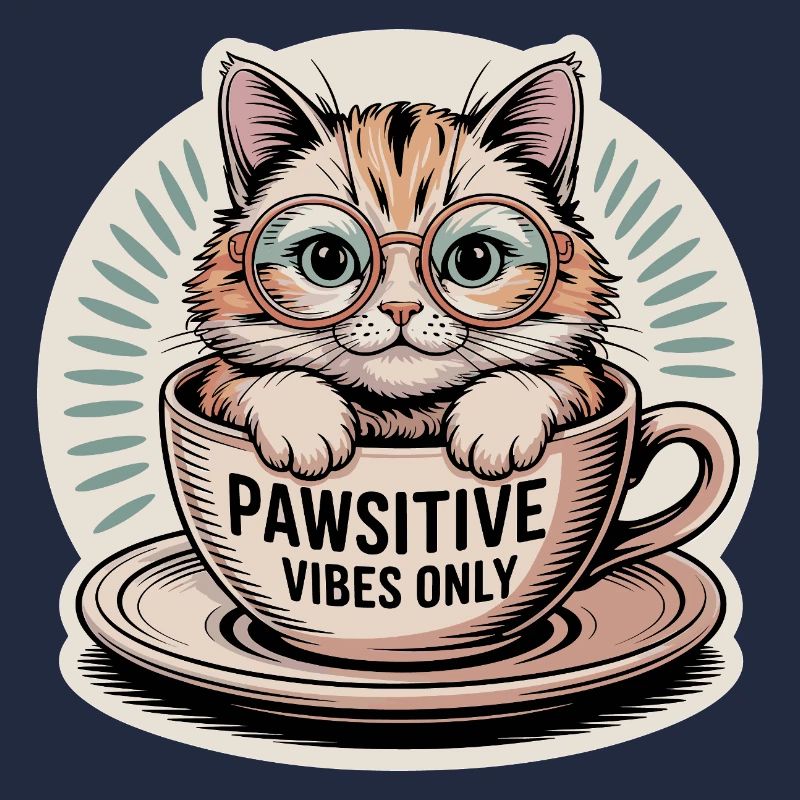 Pawsitive Vibes Only – Cat in a Cup