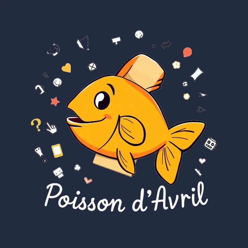 Poisson d’Avril - Orange Cartoon Fish