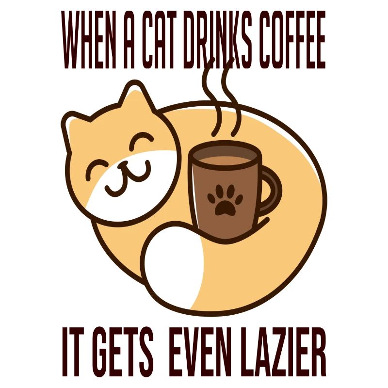 When a cat drinks coffee it gets even lazier