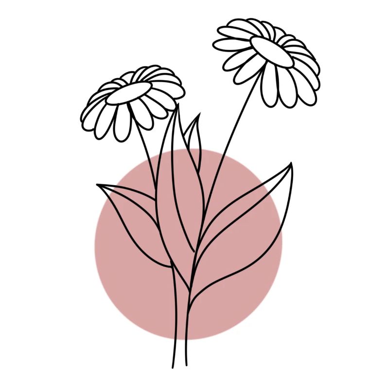 Fleur avec cercle rose