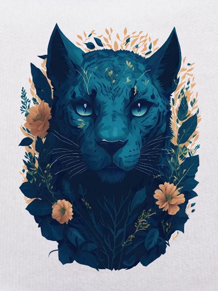 Big cat with flowers