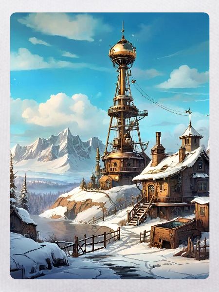 Steampunk Winterlandschaft mit Funkturm 1.7