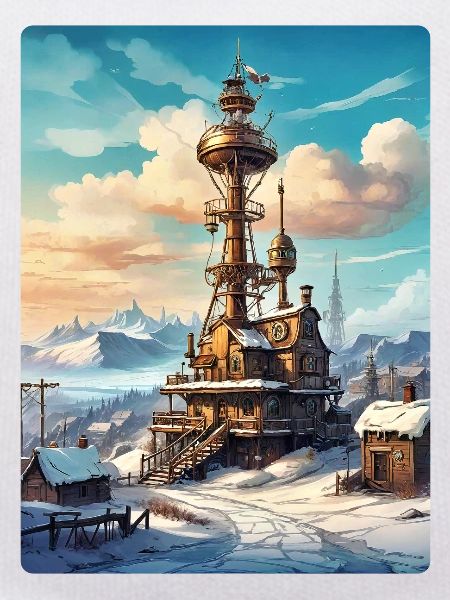 Steampunk Winterlandschaft mit Funkturm 1.16