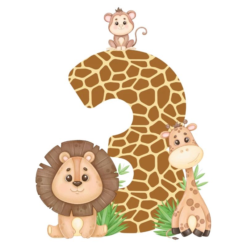 3. Geburtstag Dschungeltiere Giraffe Löwe Affe