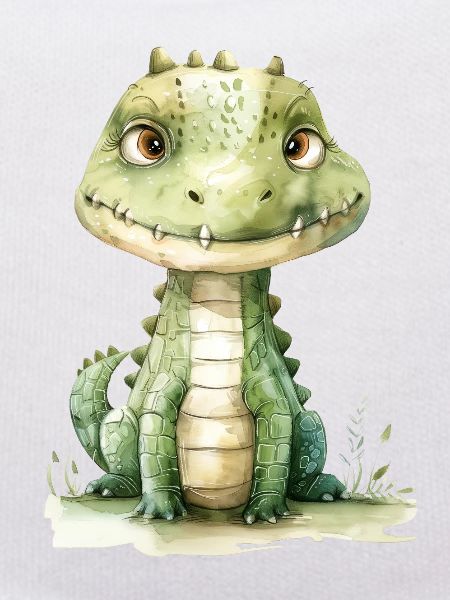 Krokodil, handgemalt - Wasserfarben