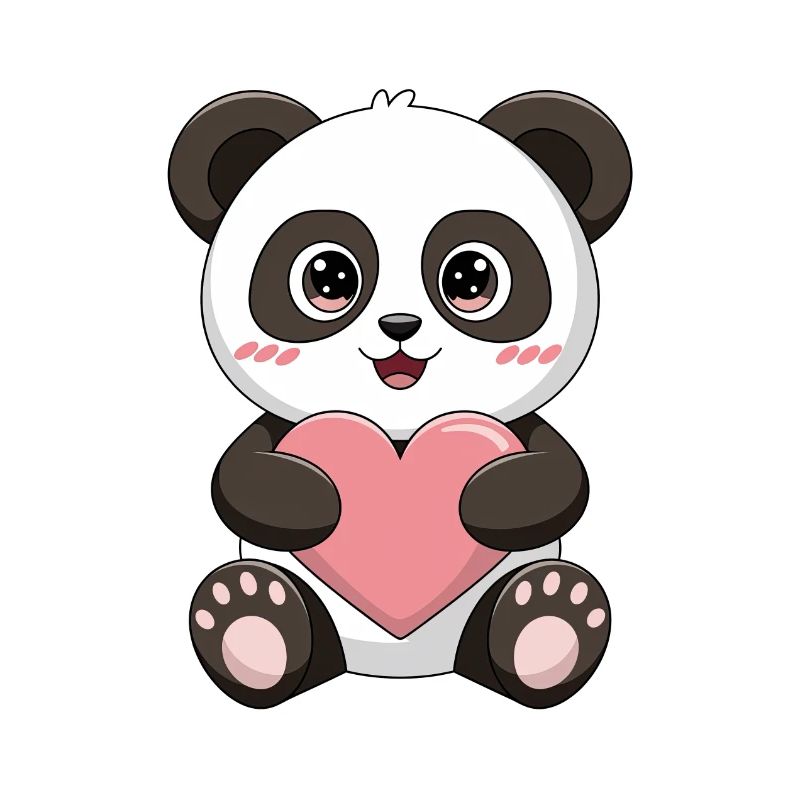 Bébé panda avec cœur
