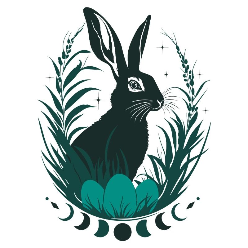 Ostara Hase mit Mondphasen Wicca Design
