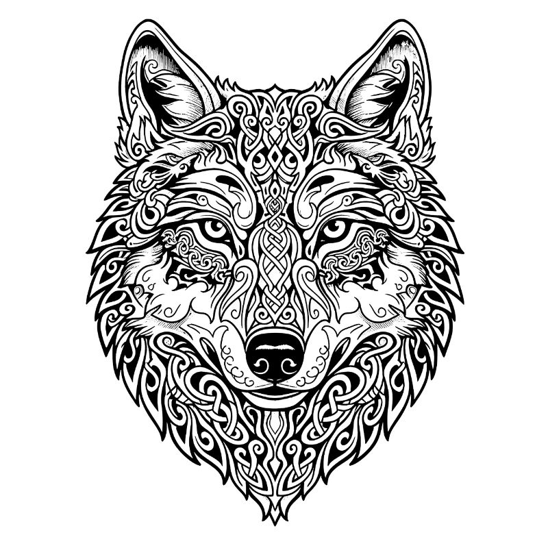 Celtic Wolf's Head