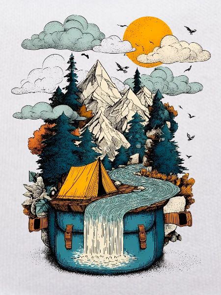 Bergsee Pfad - Camping Backpacker Motiv