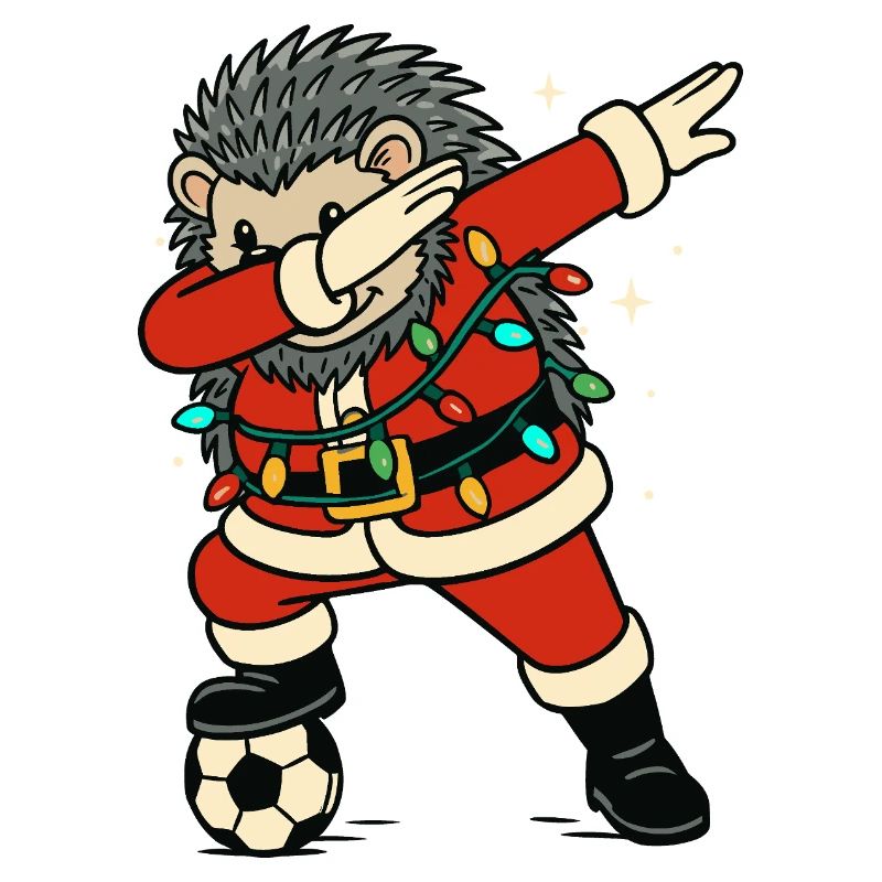 Dabbing Igel Weihnachtsmann Fußball Geschenk