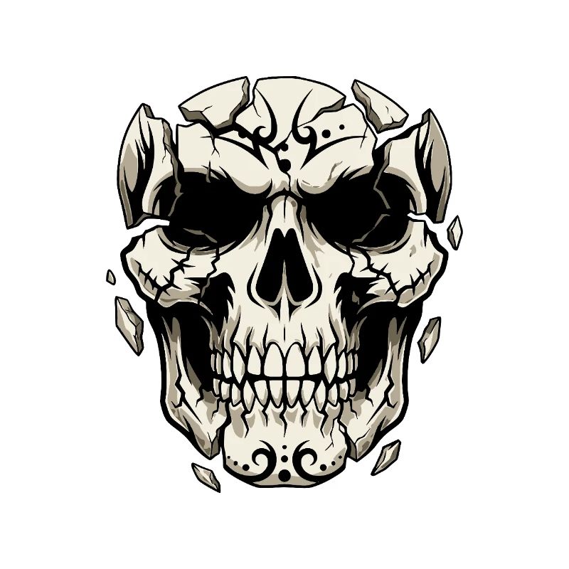 Splitternder Schädel – Gothic Grafik