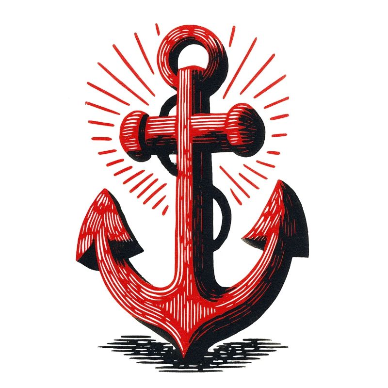 Rotes Anker Sonnenstrahl Muster