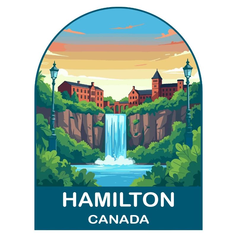Hamilton Canada Wasserfall City Reiseplakat