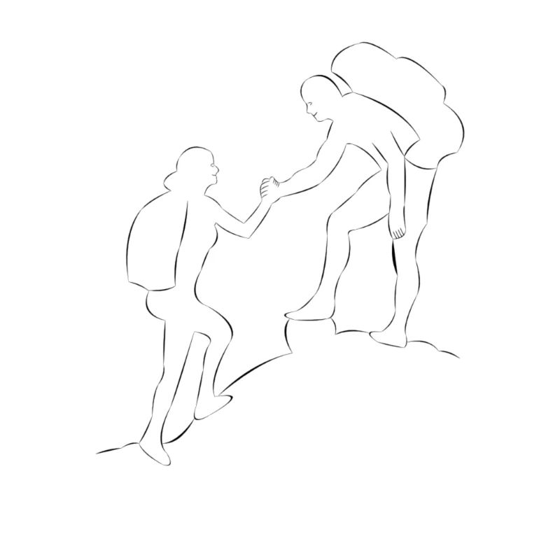 Hiking mountains drawn
