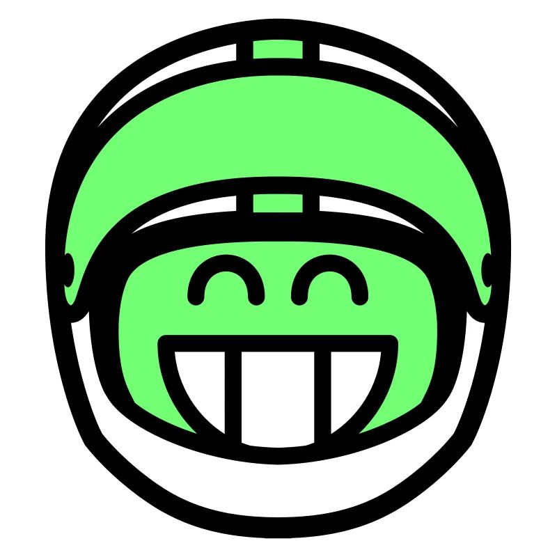 Emoticon Grin with motorcycle helmet (colors can be changed)