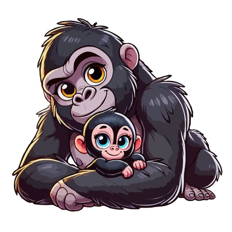 Gorilla-Mutter mit Kind