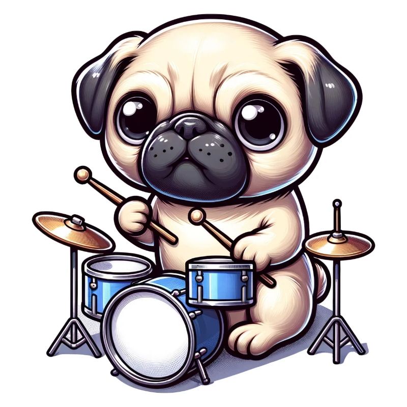 Conception mignonne de batteur carlin