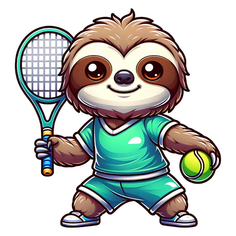 Cute Sloth Tennis Player Design