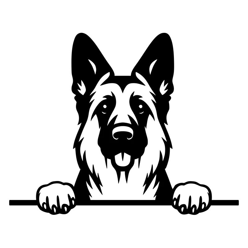 Peeking German Shepherd - DSH - Vector