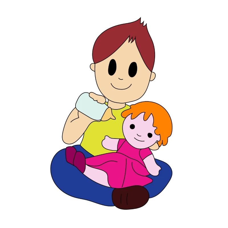 Junge mit Puppe