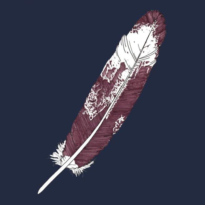 Grande plume brun-blanc dessinée à la main (aigle à queue blanche)