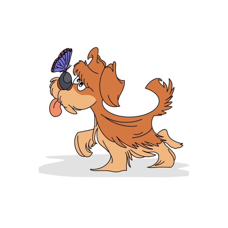 Chien avec papillon
