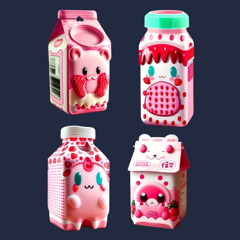 kawaii erdbeere milch karton lecker