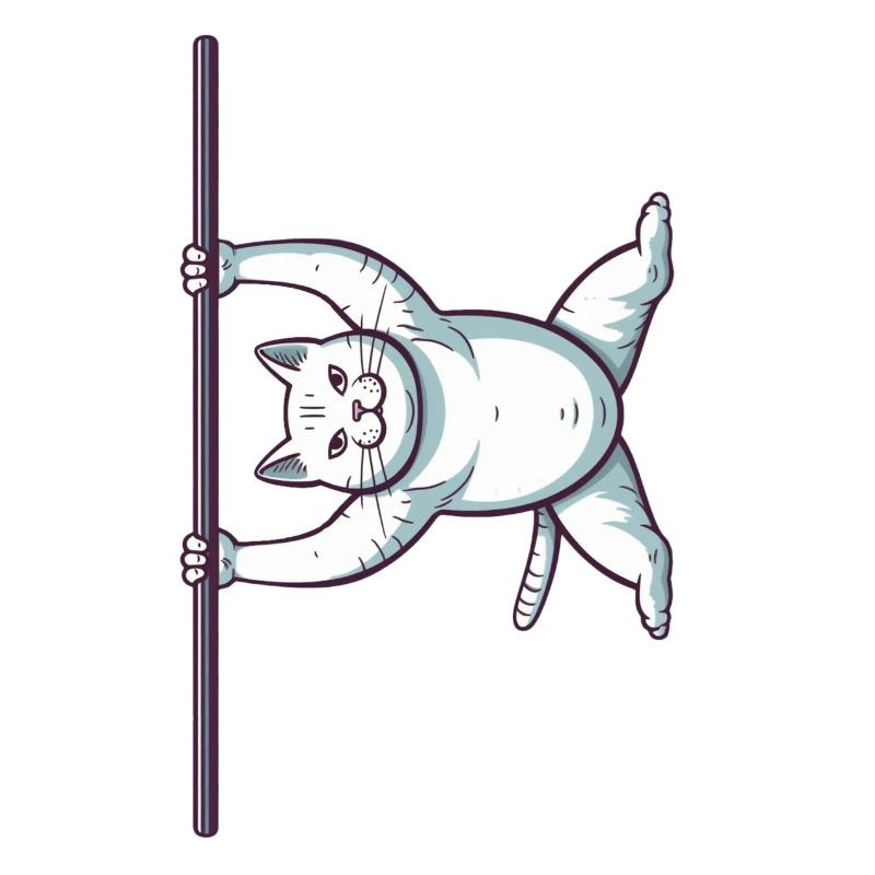 Weiße Comic Katze im Iron X