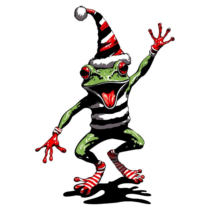 Dancing frog with Christmas hat