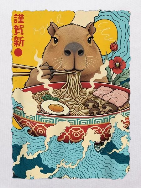 Capybara Eats Ramen Noodles