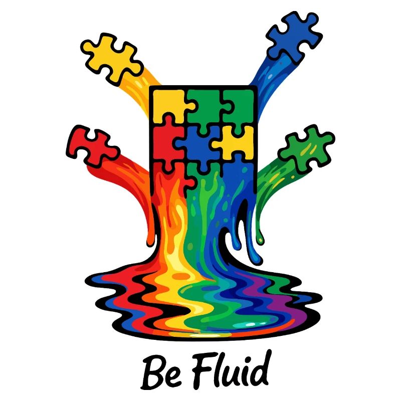 Autism Puzzle Rainbow Melting Illustration