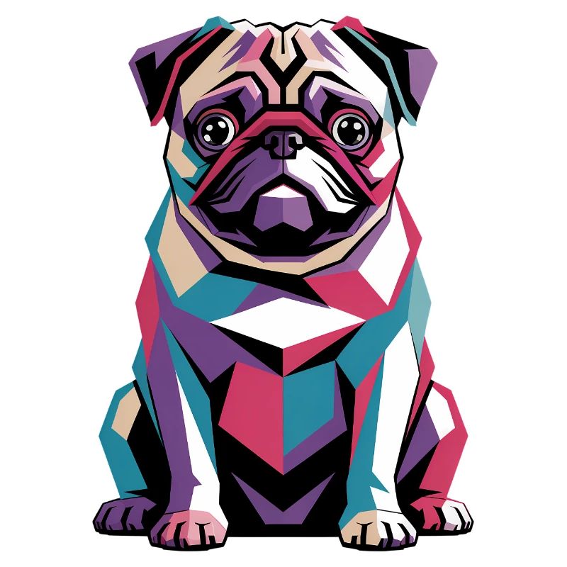 Farbenfroher geometrischer Mops – Lebendiger Pop-Art-Hund