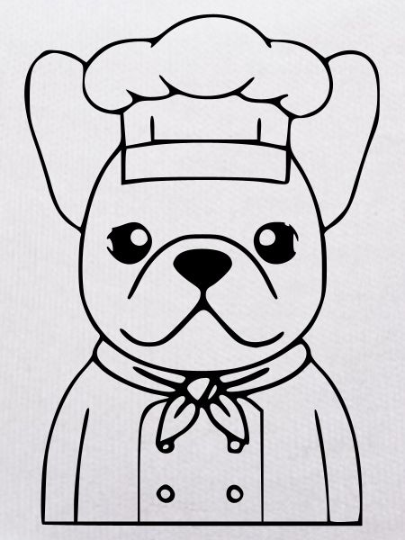 Frenchie Chef Baker Outline