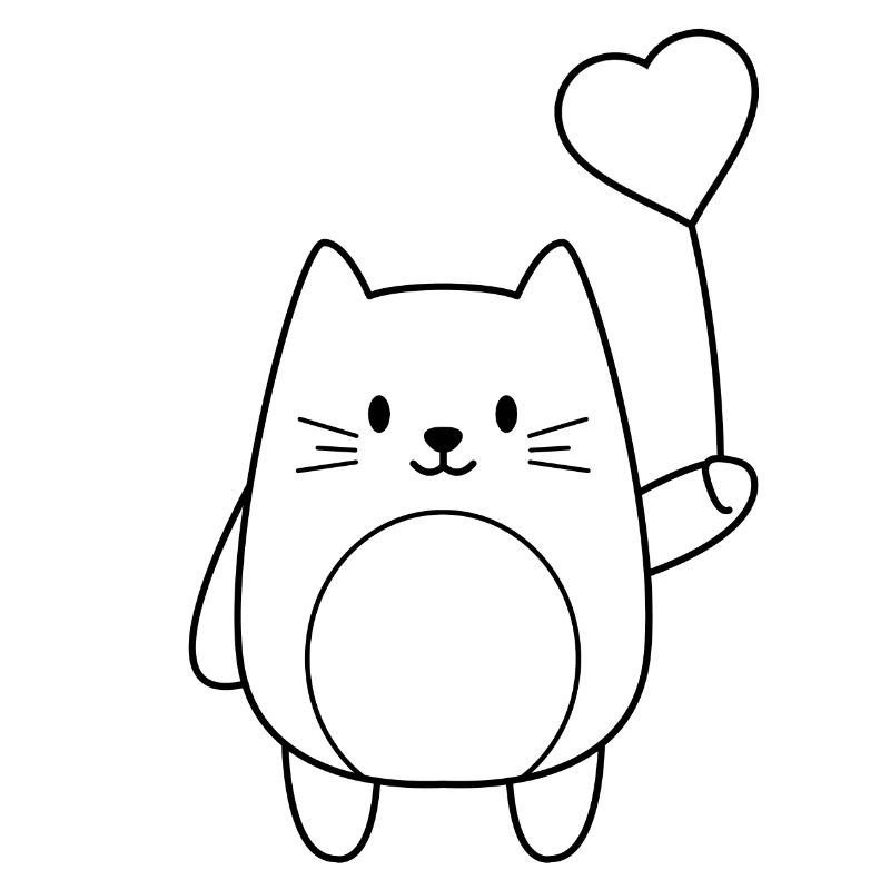 Katze mit Herzluftballon