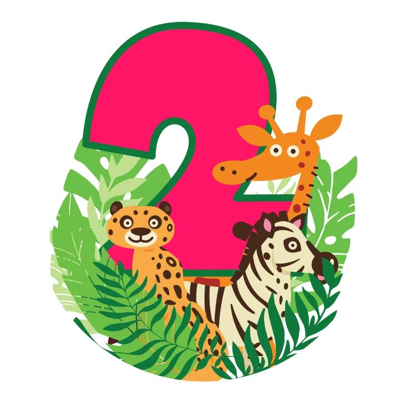 Dschungel Giraffe Zebra Geschenk zum 2. Geburtstag