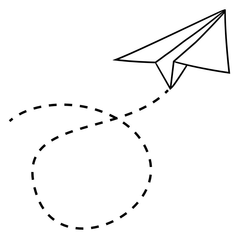 dashed line paper airplane folded toy airplane fly
