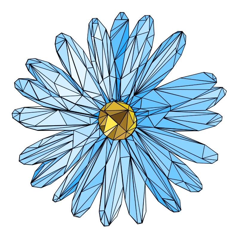 Flower blue triangle polygon art