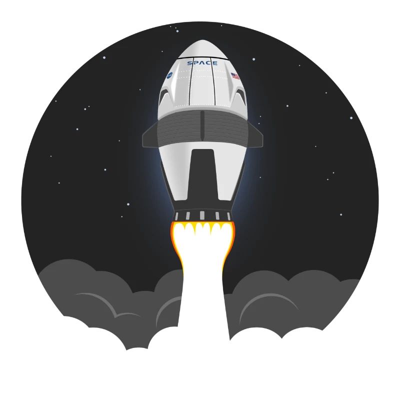 Space shuttle rocket flies into space