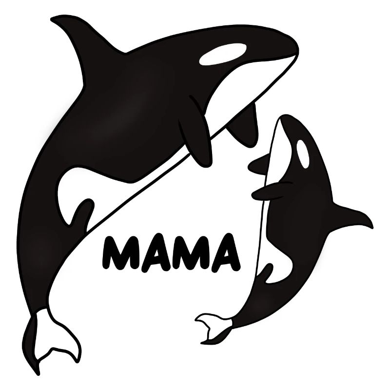 Mama Orca mit Cub, Ozean Tier, Mutter
