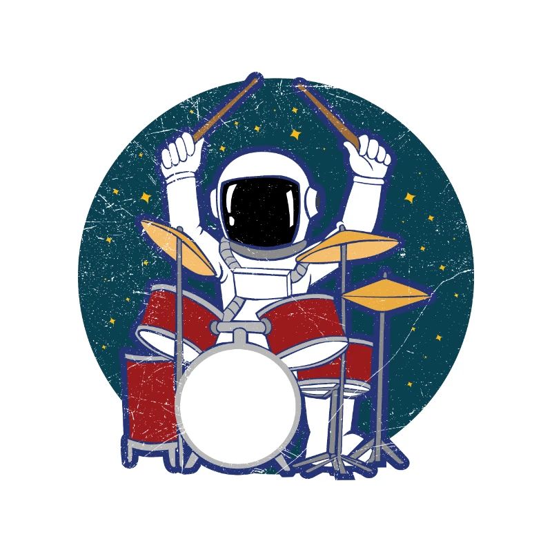 Astronaut Drummer Space Lover Geschenkidee