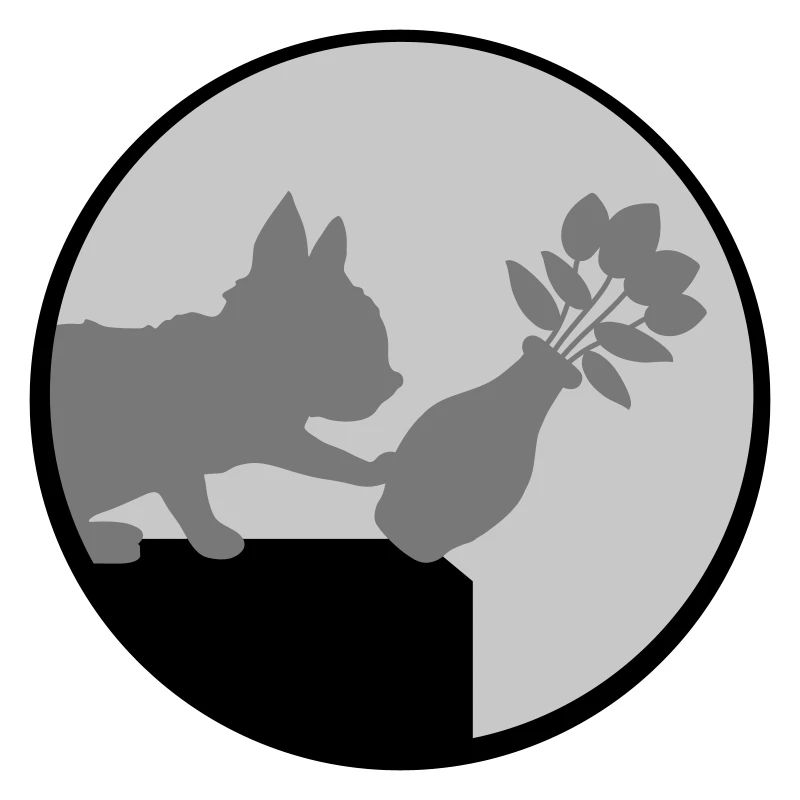 Le vase à fleurs tombe sur le chat