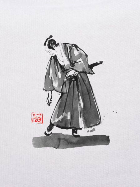 samurai checking his zoori