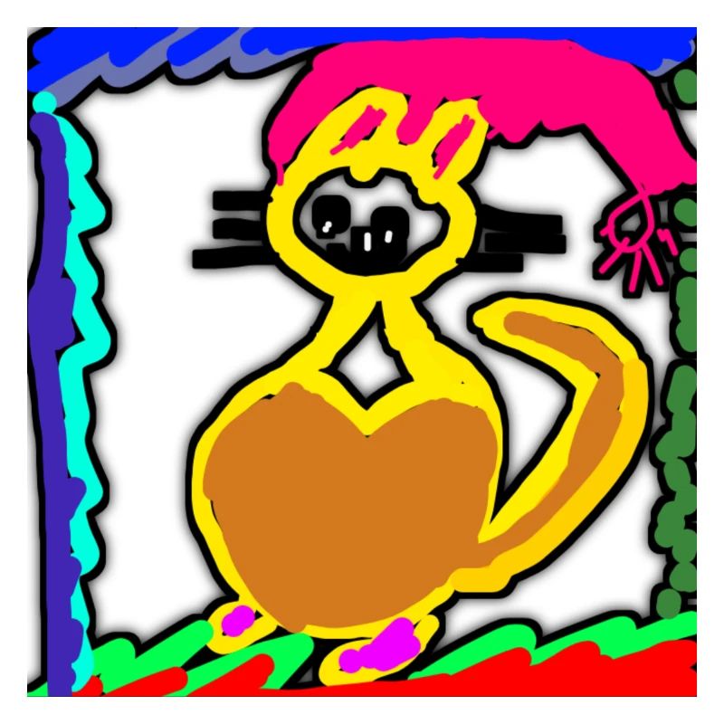 dessin chat triste mais il est heureux