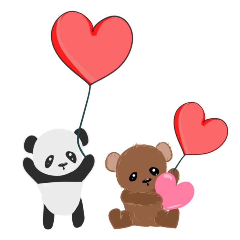 panda tier bär herzen süß