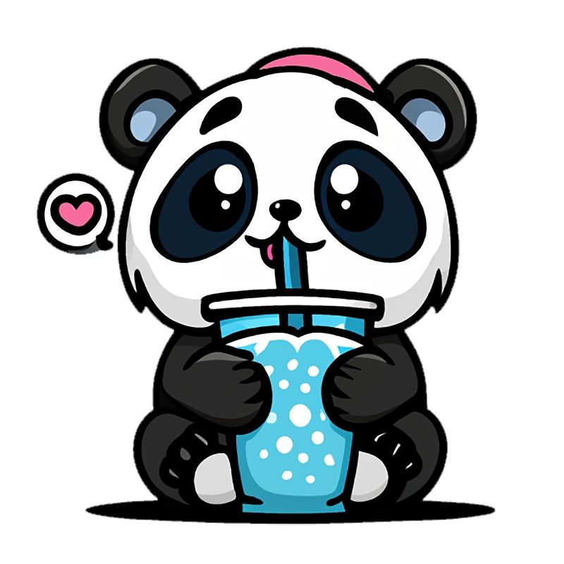 kawaii panda drinking Boba