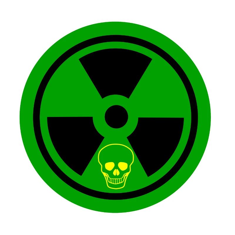 Caution Radioactive Sign With Skull