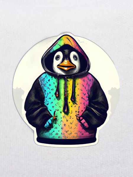 Pinguin mit Bunten Pullover